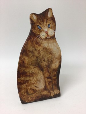 Lot 183 - Painted wooden cat dummy board by Dave Ross, 32cm high