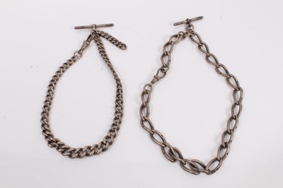Lot 387 - Two silver watch chains