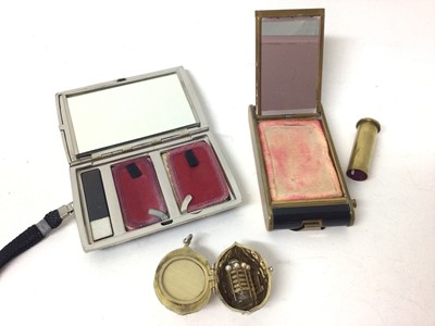 Lot 398 - Novelty combination scent bottle and compact in the form of a walnut, together with two Art Deco powder compacts (3)