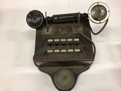 Lot 2713 - Wooden telephone intercom system and 746 ivory coloured telephone