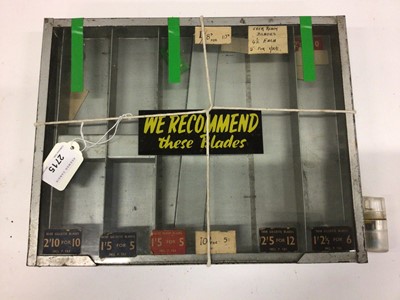 Lot 2715 - 1950's Gillette razor blades glazed shop table top display cabinet, 32cm in length