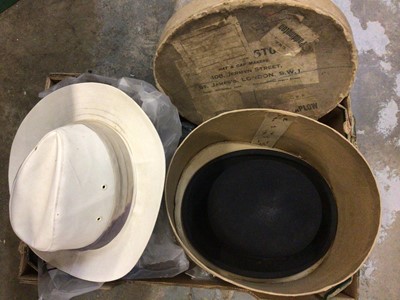 Lot 2716 - Vintage bowler hat in case, together with a selection of hats of the world