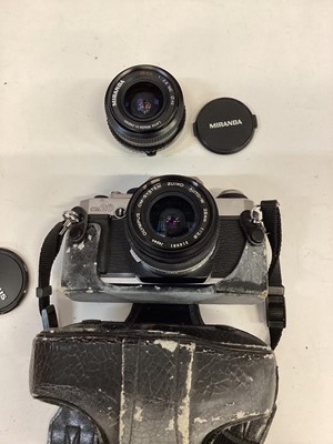 Lot 2372 - Two boxes of cameras to include Zenit single lens reflex camera, Voightlander camera, binoculars and accessories (2 boxes)