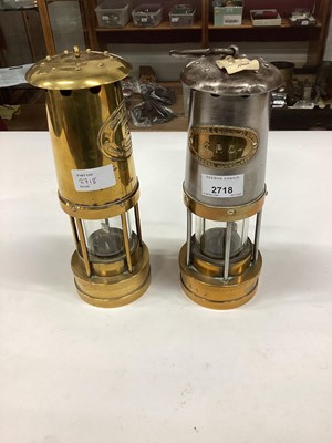 Lot 2718 - Two brass miners lamps, one a G.P.O. issue both by Thomas and Williams limited (2)
