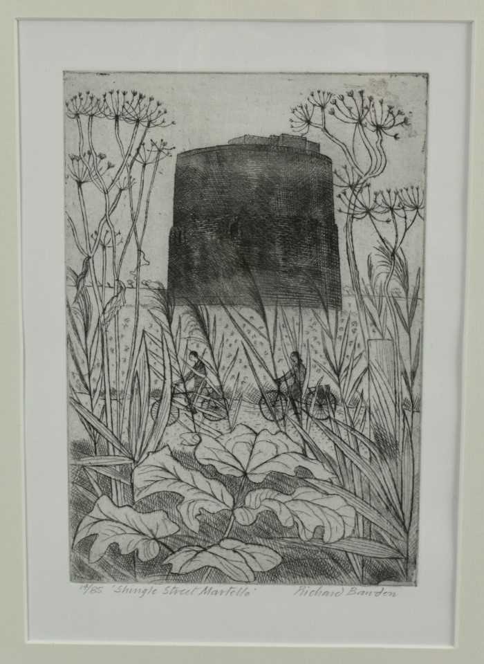 Lot 1129 - *Richard Bawden (b.1936) etching - Shingle Street Martello, signed, titled and numbered 14/85, in glazed frame