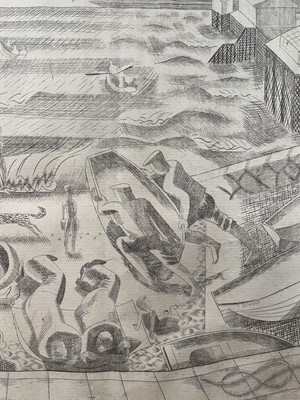 Lot 1131 - *Edward Bawden (1903-1989) limited edition etching - (Jetty) Beach, signed in pencil, 40/40, 19.5cm x 21cm