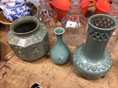 Lot 26 - Three Korean celadon vases