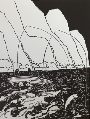 Lot 175 - Bill Woodrow R.A., (b.1948) signed limited edition linoprint, North Shore Beat, Loch Maree, signed and dated 2003, 156/200, with related RA receipt and paperwork