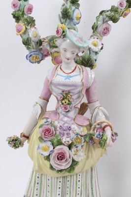 Lot 22 - Pair of Meissen style porcelain figural candlesticks