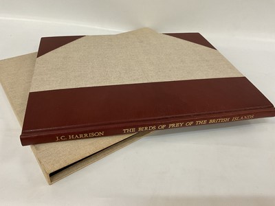 Lot 909 - John Cyril Harrison - The Birds of Prey of the British Island, pub. Fine Bird Books, 1980, half red Morocco, signed limited edition, 177 of 275, half calf binding, folio 52 x 41cm, in slip case