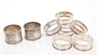 Lot 356 - Pair Victorian Silverer napkin rings with...