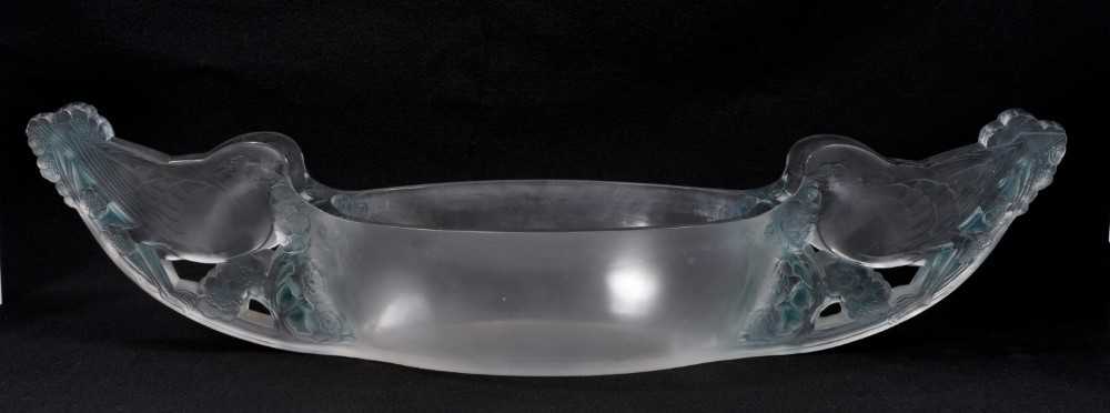 Lot 26 - Rare large Lalique 'Messanges' frosted glass table centre/jardinière signed ‘ R. Lalique, France N.3462’, 53cm x 13.5cm