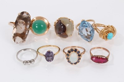 Lot 450 - Nine gold and gem-set dress rings various
