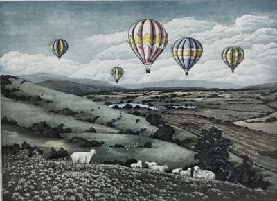 Lot 54 - Kathleen Cantin, b.1951. Contemporary American School. Artist Proof Coloured etching, “Over The Valley”. Inscribed and signed to margin, dated ’92. Mounted and framed