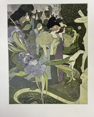 Lot 233 - Georges De Feure, 1868-1943. Art Nouveau studio lithograph, “Les Jardins D’Armide”. Embossed studio mark “The Studio” lower right