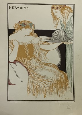 Lot 230 - Robert Anning Bell RA, 1863-1933. Art Nouveau studio lithograph, “Hero Dias”. Embossed studio mark “The Studio” lower right