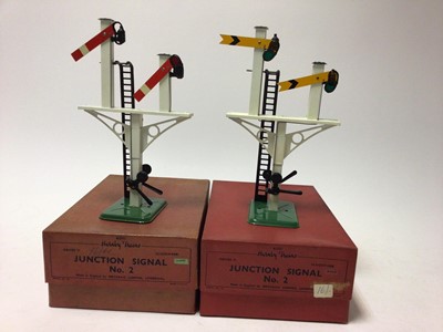 Lot 49 - Hornby O gauge boxed selection of platform accessories including No.1 Water Tank, Junction Signal No.2, Platform Crane and others (qty)