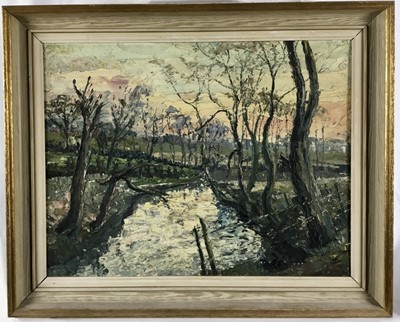 Lot 34 - Harold Warner (1914-2010) oil on board, ‘River Colne Early Morning’, 45cm x 35cm, framed