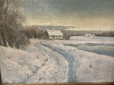 Lot 152 - C Villes, oil on canvas, an extensive winter landscape, 
signed. 49 x 69cm.
