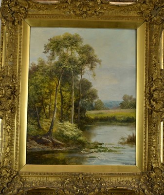Lot 1085 - Daniel Sherrin (1868-1940) oil on canvas - River Landscape, signed, 56cm x 45cm, in gilt frame