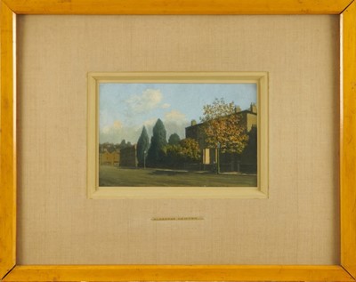 Lot 1166 - *Algernon Newton (1880-1968) oil on board - Upper Park Road, Hampstead, signed and dated '39, 15cm x 22cm, mounted in glazed frame