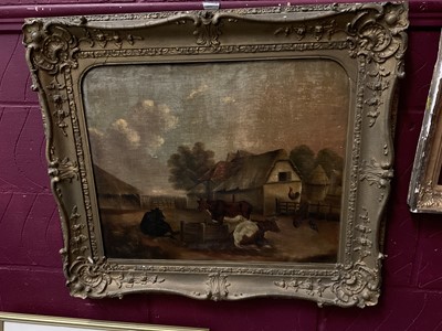 Lot 142 - 19th century naive school, depiction of a farmyard