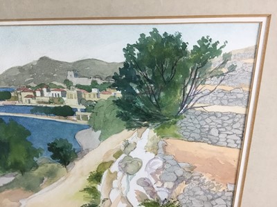 Lot 28 - Andrew Dodds (1927-2004) signed numbered print - 'Singer on the beach', together with a watercolour of the Pythagorean coast signed by the same hand (2)