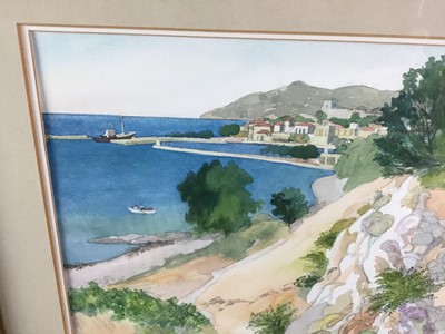 Lot 28 - Andrew Dodds (1927-2004) signed numbered print - 'Singer on the beach', together with a watercolour of the Pythagorean coast signed by the same hand (2)