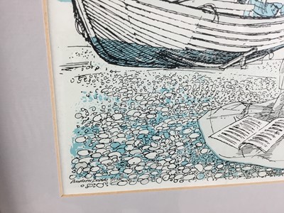 Lot 28 - Andrew Dodds (1927-2004) signed numbered print - 'Singer on the beach', together with a watercolour of the Pythagorean coast signed by the same hand (2)