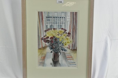 Lot 1128 - *Richard Bawden (b.1936) watercolour - Chrysanthemum, signed, 31.5cm x 22cm, exhibition label verso, in glazed frame