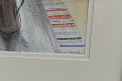 Lot 1128 - *Richard Bawden (b.1936) watercolour - Chrysanthemum, signed, 31.5cm x 22cm, exhibition label verso, in glazed frame