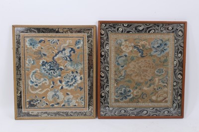 Lot 55 - Two late 19th century Chinese silk embroideries in glazed frames