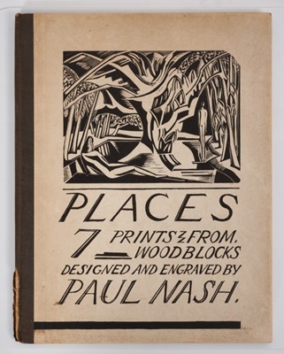 Lot 1143 - Paul Nash - Places, 7 Prints reproduced from Woodblocks, designed and engraved by Paul Nash with illustrations in prose, numbered 178 of 210 copies, board ends