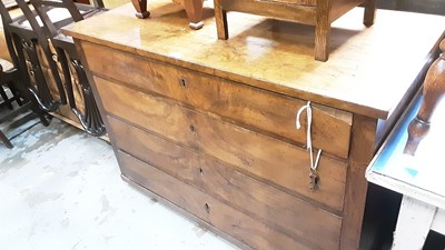Lot 1095 - Nineteenth century French walnut secretaire chest of four drawers, 133cm wide, 66cm deep, 90.5cm high