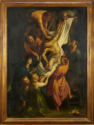 Lot 891 - After Peter Paul Rubens (1577-1640), oil on canvas - Descent from the Cross, indistinctly signed, 97cm x 70cm, framed