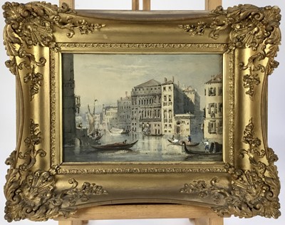 Lot 1 - 19th century Venetian watercolour - canal scene, 17 x 24cm, in glazed frame