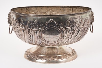 Lot 232 - Large Victorian silver oval punch bowl