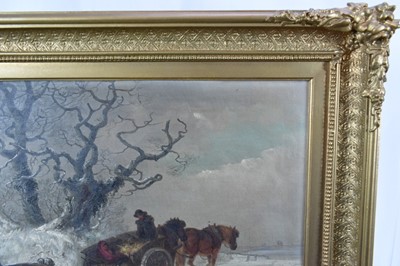 Lot 1208 - Thomas Smythe (1825-1906) pair of oils on canvas - Snow covered Landscapes, signed and inscribed Ipswich, 31cm x 41cm in gilt frames