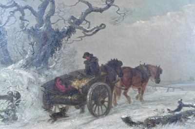 Lot 1208 - Thomas Smythe (1825-1906) pair of oils on canvas - Snow covered Landscapes, signed and inscribed Ipswich, 31cm x 41cm in gilt frames