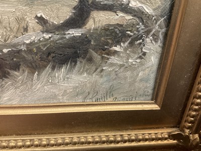 Lot 1208 - Thomas Smythe (1825-1906) pair of oils on canvas - Snow covered Landscapes, signed and inscribed Ipswich, 31cm x 41cm in gilt frames