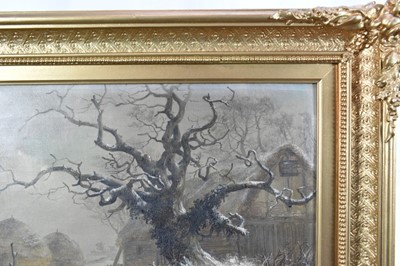 Lot 1208 - Thomas Smythe (1825-1906) pair of oils on canvas - Snow covered Landscapes, signed and inscribed Ipswich, 31cm x 41cm in gilt frames