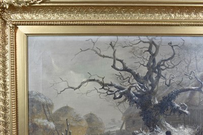 Lot 1208 - Thomas Smythe (1825-1906) pair of oils on canvas - Snow covered Landscapes, signed and inscribed Ipswich, 31cm x 41cm in gilt frames