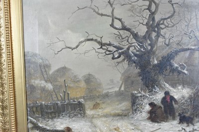 Lot 1208 - Thomas Smythe (1825-1906) pair of oils on canvas - Snow covered Landscapes, signed and inscribed Ipswich, 31cm x 41cm in gilt frames