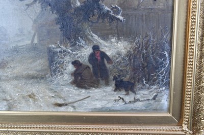 Lot 1208 - Thomas Smythe (1825-1906) pair of oils on canvas - Snow covered Landscapes, signed and inscribed Ipswich, 31cm x 41cm in gilt frames