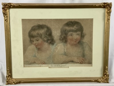 Lot 83 - F. Bartolozzi print pub London 1792 - ‘The Truth of Infancy’, 29.5cm x 20cm in gilt frame