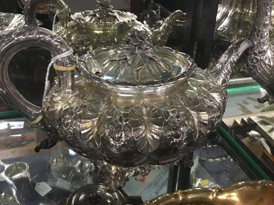 Lot 293 - A Victorian silver tea and coffee service and sugar tongs
