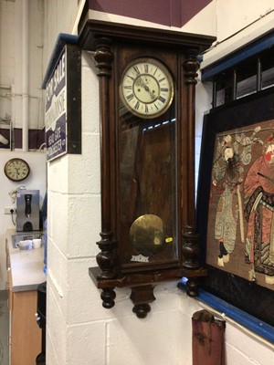 Lot 121 - Vienna regulator wall clock with enamel dial