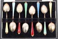 Lot 225 - Set of eight Silverer gilt and guilloche...