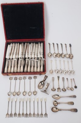Lot 243 - Large selection of miscellaneous silver and silver plate cutlery and flatware.