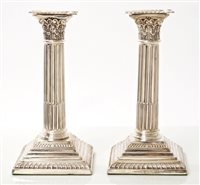 Lot 235 - Pair Edwardian Silverer Corinthian column...